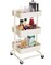 3-tier metal rolling cart, utility cart, kitchen cart with adjustable shelves, storage trolley with two brakes, easy assembly, for kitchen, office, bathroom, beige.
